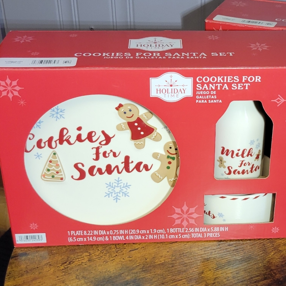 Holiday Time Red / White Santa Cookies for Santa 3 piece Set